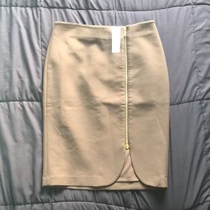 Ann Taylor Brown and gold zipper A-line zip up skirt Brand new with tags Size 8